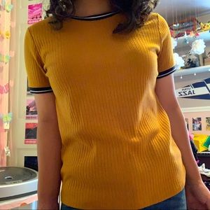 Forever 21 Ribbed Mustard Colorblock Top